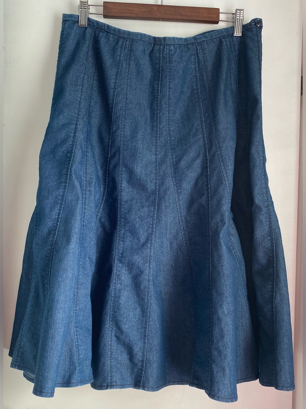 Westbound Women’s Blue Denim A-Line Knee Length Skirt Side Zipper Size 12